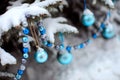 Snow tree decorated with toys for christmas and new year - Image Royalty Free Stock Photo