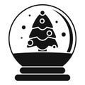 Snow tree glass ball icon, simple style