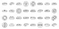 Snow tube icons set outline vector. Winter sport