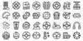 Snow tube icons set outline vector. Winter snow