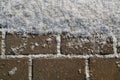 Snow on urban pavement Royalty Free Stock Photo