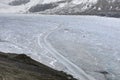 Snow Vehicle Path on Athabasca glacier, Columbia Icefields, Jasper National Park Royalty Free Stock Photo