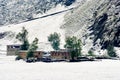 Snow view of tibetan village at Shangri-la China Royalty Free Stock Photo