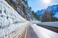 The snow wall along the road, Gosau, Austria
