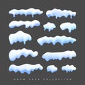 Snow white capes and piles transparent realistic set isolated vector illustration