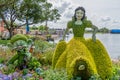 Snow White and Dopey character topairy displayed at Epcot Royalty Free Stock Photo