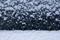 Snow white flakes texture on black background as winter landscape Royalty Free Stock Photo