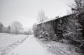 The snow whitens the fields meadows and the roads Royalty Free Stock Photo