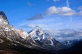 The snow whitens the peaks of the Dolomites in Cortina d`Ampezzo Royalty Free Stock Photo
