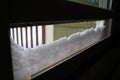 Snow on windowsill