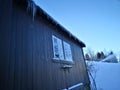 Snow winter freezing house ice trees Royalty Free Stock Photo