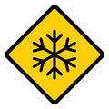 Snow winter icon, danger ice flake sign, risk alert vector illustration, careful caution symbol Royalty Free Stock Photo