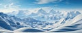 Snow winter landscape with snowdrifts, panaroma