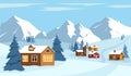 Snow winter landscape and village. Royalty Free Stock Photo