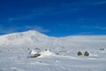 Snow landscape beyond Northern polar circle