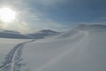 Snow winter in the mountains of Sweden  Sarek and Abisko Royalty Free Stock Photo
