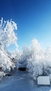 Snow and winter in a small mountain hause Royalty Free Stock Photo