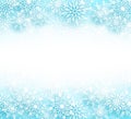 Snow winter vector background with different shapes of snowflakes elements Royalty Free Stock Photo