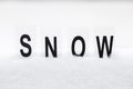 Snow word written on snow cover