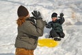 Snowball Fight Royalty Free Stock Photo