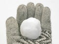 Snowball in winter glove