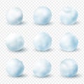 Snowballs realistic winter frost set, christmas decoration