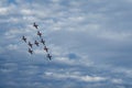 Snowbirds synchronized acrobatic planes performing at air show Royalty Free Stock Photo