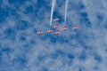 Snowbirds synchronized acrobatic planes performing at air show Royalty Free Stock Photo