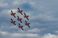 Snowbirds synchronized acrobatic planes performing at air show