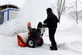 Snowblower in city