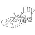 Snowblower sketch, coloring book, isolated object on white background, vector illustration