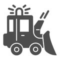 Snowblower solid icon, Winter season concept, snow removal machine sign on white background, snow plow tractor icon in Royalty Free Stock Photo