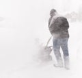 Snowblowing During Blizzard Royalty Free Stock Photo