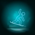 Snowboard blue neon vector icon. Simple element illustration from map and navigation concept. Snowboard blue neon vector icon. Royalty Free Stock Photo