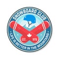 Snowboard Club. Vector. Concept for shirt , print, stamp or tee. Vintage typography design with snowboard and helmet