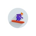 Snowboard flat icon with long shadow. Snowboarding flat icon Royalty Free Stock Photo