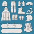 Set of snowboard equipment