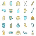 Snowboard equipment icons set vector color Royalty Free Stock Photo