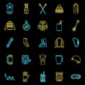 Snowboard equipment icons set vector neon Royalty Free Stock Photo