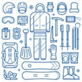 Snowboard Equipment Line Icons