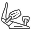 Snowboard fixing line icon, World snowboard day concept, Snowboarding gear sign on white background, Fixing snowboard