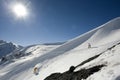 Snowboard freeride in high mountains