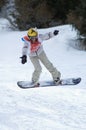 Snowboard girl fly Royalty Free Stock Photo