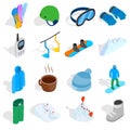 Snowboard icons set, isometric 3d style Royalty Free Stock Photo