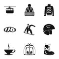 Snowboard icons set, simple style