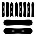 Snowboard Icons Set Vector. Black And White. Different Types. Isolated Snowboards Symbols, Sign.