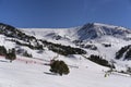 Snowboard jump park in El tarter sector of Grandvalira, Andorra Royalty Free Stock Photo