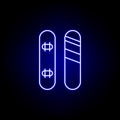 snowboard line icon in neon style. Element of winter sport illustration. Signs and symbols icon can be used for web, logo, mobile Royalty Free Stock Photo