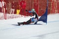 Snowboard parallel giant slalom Royalty Free Stock Photo