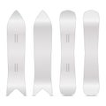 Snowboard Realistic Blank Set Vector. Empty Clean White Snowboards Template. Front, Back Sides. Different Types